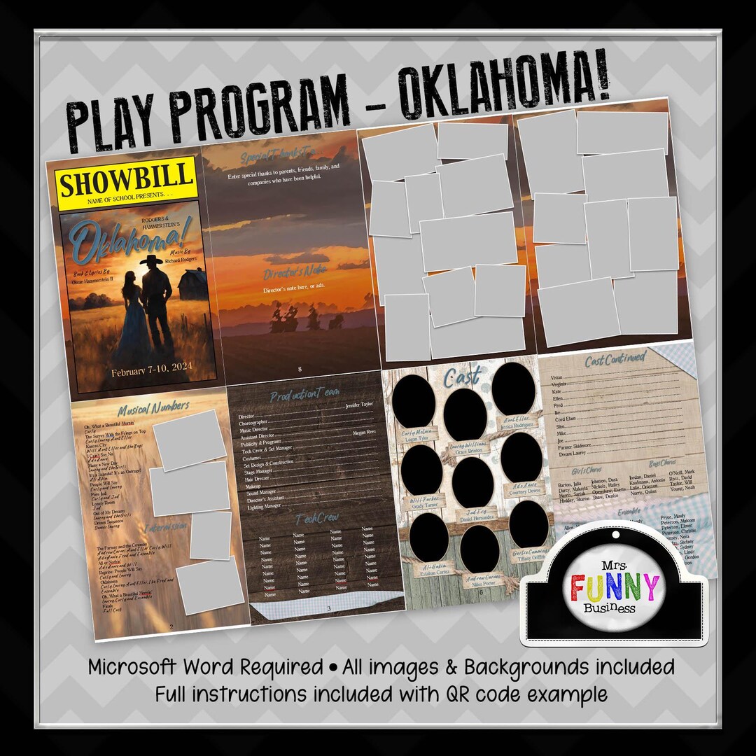Program Format. Play School Play Program Templates, Microsoft Word - Oklahoma! - Etsy