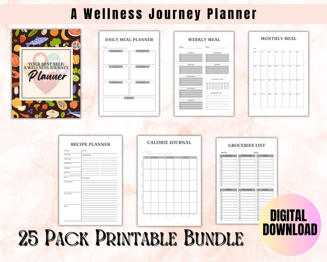 25-page Wellness Planner Printable | Meal & Fitness Planner PDF | A4 A5 ...