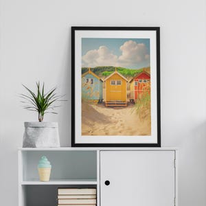 Beach Hut Print, Beach Hut Digital Print, Costal Poster, Beach Wall Art Décor For Kitchen, Living Room, Office, Café or Gift for Beach Lover