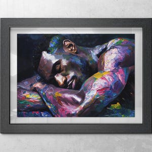 Black Man Wall Art, Abstract Portrait, Afro Digital Art Print, Afro Men Wall Art, Contemporary Artwork, Afrocentric Art