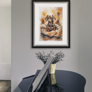 Miniature Dachshund Watercolour Print  Digital Print, Wall Art Décor For Kitchen, Bedroom, Living Room, Office or a Gift for Dog Lovers