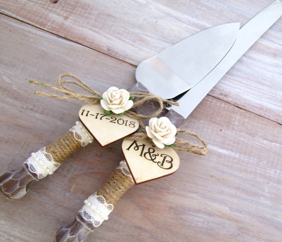 rustic wedding cake server