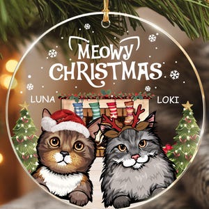 Custom Meowy Christmas Ornament 2025, Personalized Cat Christmas Ornament, Meowy Catmas Ornament, Pet Christmas Keepsake, Cat Lover Gift,