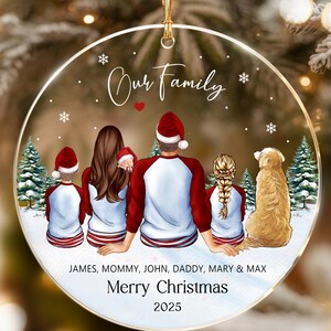 Personalized Family and Pet Christmas Ornament, Acrylic Keepsake