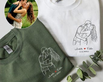 Personalized Couple Line Art Shirt, Valentine's Day Gift For Him, Boyfriend