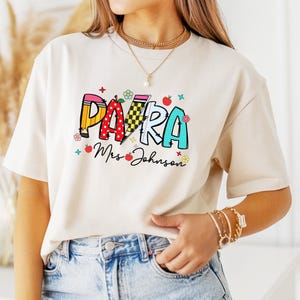 Custom Teacher Shirt, Comfort Colors Personalized Para Shirt, Custom Paraprofessional Name Shirt, Back to School Retro Para T Shirt
