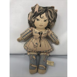 Vintage The Toy Works Double Sided Girl Doll Cloth Happy And Sad Faces