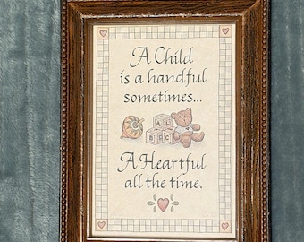 Vintage Creative Calligraphy initialed Framed Print Teddy Bear Child Cottagecore