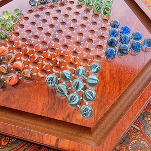 Sternhalma Game - Chinese Checkers/Chinese Chequers Board Set - Wooden Marble Strategy Game for Kids & Adults - 6 Player Classic
