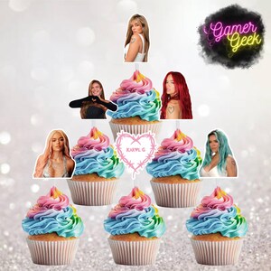 NEW Karol G Inspired Cupcake Toppers | Party Supplies | Cupcake Picks | High Quality | Clear Prism Picks