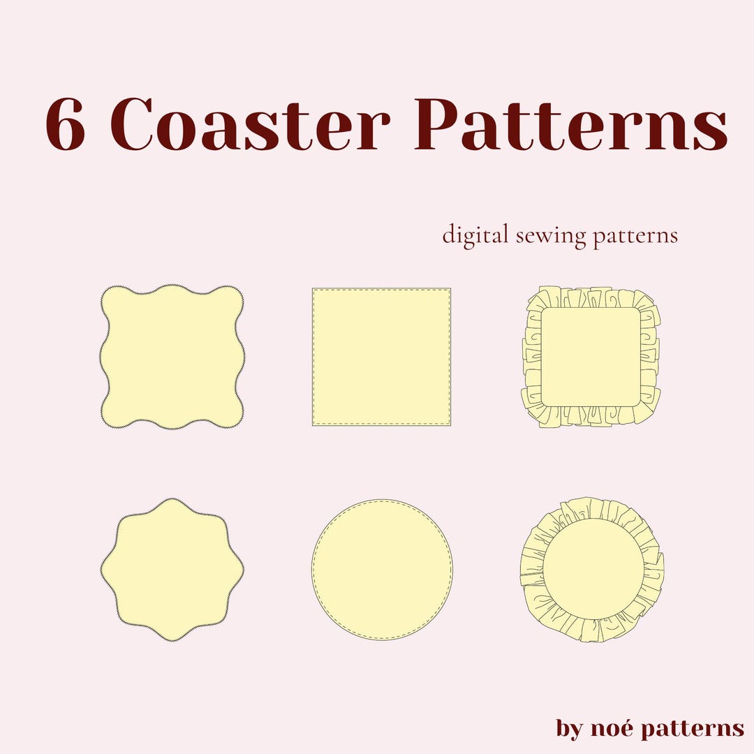 Printable Coaster Patterns.pdf 6 Coasters Digital Sewing Pattern (PDF A4, Letter, A0, Projector and ...