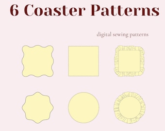 Patrón digital para coser 6 posavasos (PDF A4, Carta, A0, para proyector y videotutorial)