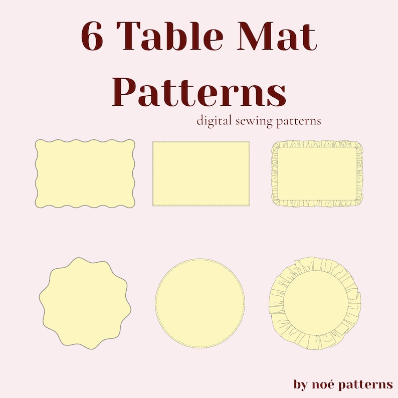 6 Table Mats Digital Sewing Pattern (PDF A4, Letter, A0, Projector and ...