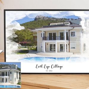 Custom Watercolor House Portrait: Personalized Home Illustration, Realtor Closing Gift