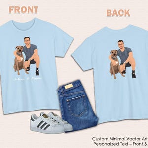 Personalized Man & Dog Tee – Custom Faceless Portrait of You and Your Pup, Bold Minimalist Design, Ideal Gift for Dog Dads, 16 Color Options