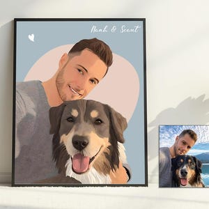 Custom Pet Owner Faceless Portrait Gift Pet Lover Faceless Portrait, Dog Painting, Custom Portrait Gift for Pet, Digital Art Print Cat Dog