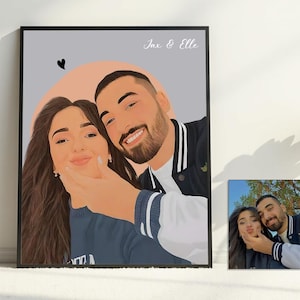 Illustration sans visage meilleur ami, dessin personnalisé impression cadeau amitié cadeau d'anniversaire personnalisé, portrait photo sans visage, cadeau d'anniversaire de filles