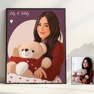 Best Friend Cartoon Portrait, Birthday Gift for Her, Friendship Custom, Faceless Portrait Print, Gift for Bestie, Custom Friendship Gift