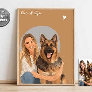 Custom Portrait Gift for Pet Owner, Pet Lover gift, Faceless Portrait, Dog Painting, Custom Portrait Gift for Pet, Digital Art Print Cat Dog