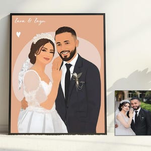Custom Faceless Couple Portrait Gift Partners Portrait, Engagement Drawing, Boyfriend Photo Cartoon Family Portrait Gift, Gift for Him Her