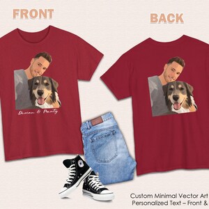 Custom Man & Dog T-Shirt – Personalized Faceless T shirt of You and Your Pet Bold Minimalist Art Perfect Gift for Pet Lovers 16 Color Option