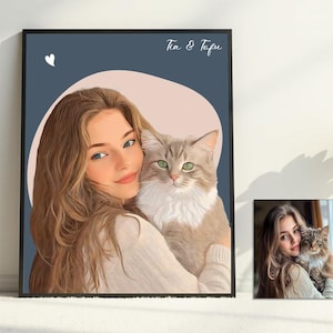 Custom Portrait Gift for Pet Owner, Pet Lover gift, Faceless Portrait, Dog Painting, Custom Portrait Gift for Pet, Digital Art Print Cat Dog