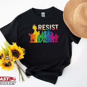 Save P.B.S Resist Rainbow Character Graphic T-Shirt, Save Public Broadcasting, Hands-Off Tee, Retro Public Broadcasting Service Tee