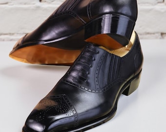 Handmade Black Leather Oxford Brogue Shoes Men's Formal Dress Footwear