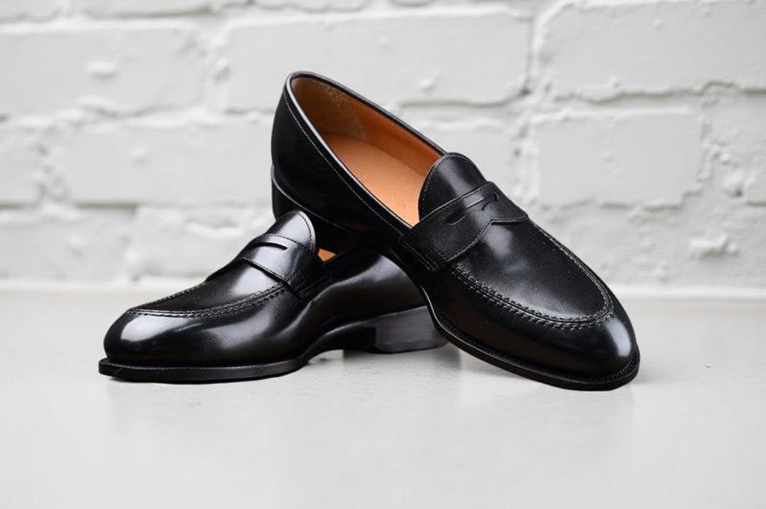 Black Leather Men’s Slip-On Loafers - Classic Penny Design Amazon.com | Men main image 3