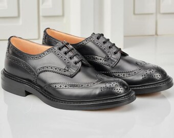 Handmade Black Leather Derby Brogue Shoes for Men Formal Dress Shoes Wedding & Office Wear