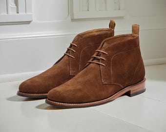Men’s Brown Suede Chukka Boots Handmade Ankle High Casual Leather Boots