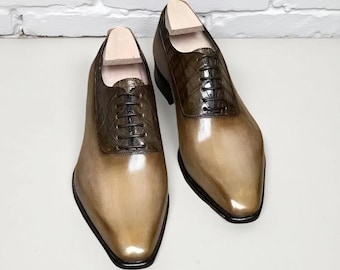 Zapatos de vestir Oxford de piel de corte entero hechos a mano: marrón clásico