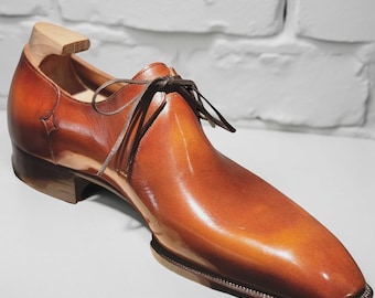 Handmade Whole cut Oxford Shoes Men Brown Leather Dress Shoes