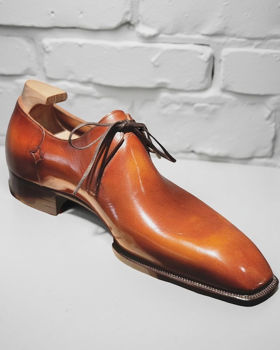 Handmade Whole cut Oxford Shoes Men Brown Leather Dress Shoes