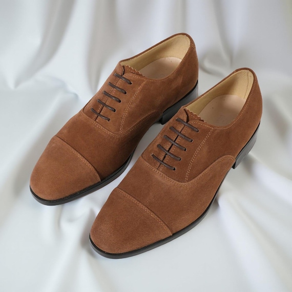 Men's Handmade Suede Leather Cap Toe Shoes: Formal Footwear Men's Handmade Suede Leather Cap Toe Shoes: Formal Footwear