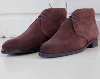 Handmade Brown Suede Leather Chukka Boots: Classic Desert Boot Style