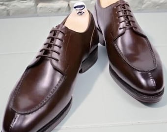 Handmade Men’s Brown Derby Shoes Leather Apron Toe Dress Shoes