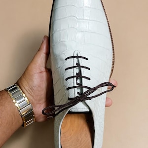 Handmade Grey Crocodile Embossed Leather Oxford Shoes | Men’s Formal Dress Shoes