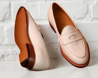 Men’s Penny Loafer Shoes  Handmade Genuine Leather Slip On Dress Loafers