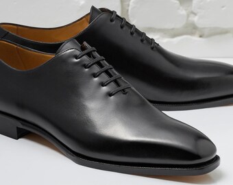 Handmade Black Leather Oxford Shoes: Men's Formal Dress Shoes