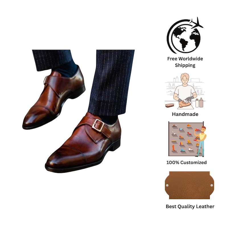Men’s Green Crocodile Double Monk Strap Shoes Handmade Luxury Leather Shoes image 4