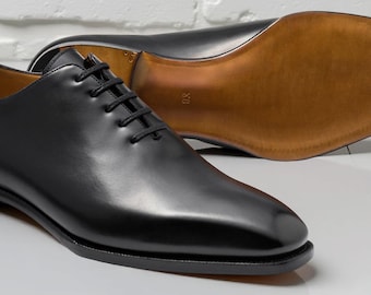 Handmade Black Leather Oxford Shoes: Men's Formal Dress Shoes