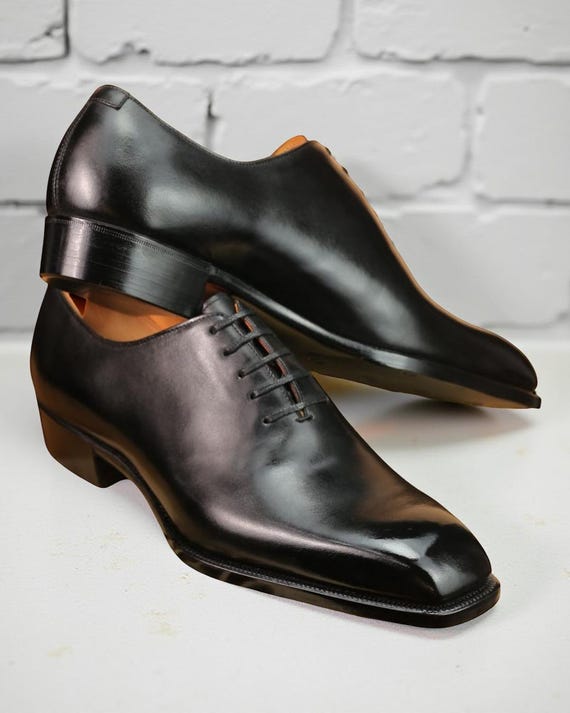 Handmade Black Leather Oxford Shoes: Men's Formal Dress Shoes