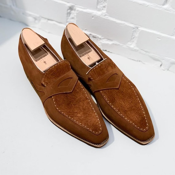 Men\'s Tan Suede Penny Loafers - Classic Slip-On Dress Shoes Men main image 4