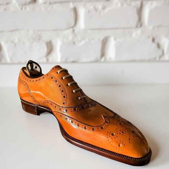 Handmade Brown Leather Oxford Wingtip Brogue Shoes: Formal Dress Shoes