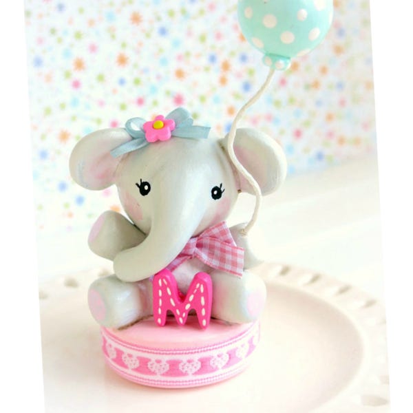 Baby Shower Cake Topper Elephant, Baby Shower Cake Topper Girl, Baby Shower Decorations Girl,Baby Birthday Elephant Cake Topper,1st Birthday