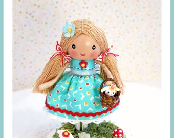 Cake Topper, Clothespin Doll Cake Topper, Happy Birthday Cake Topper, Birthday Cake Decorations, Pigtails Cake Topper, Garden Party, Bunny