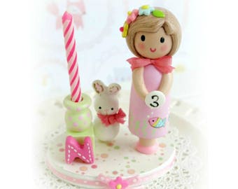 1er anniversaire bougie, girl cake topper , toy cake topper, marionnette doigt, topper gâteau personnalisé, 2ème anniversaire, 3ème anniversaire, 4ème anniversaire