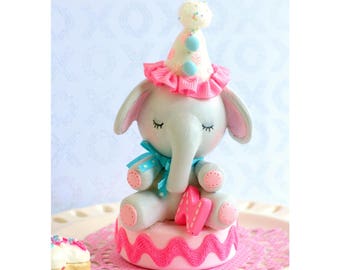 Elephant Cake Topper, Gray Elephant, Baby Elephant, Pink Gray Elephant, Safari Animals, Elephant Decorations, Elephant Cake Topper, Animals