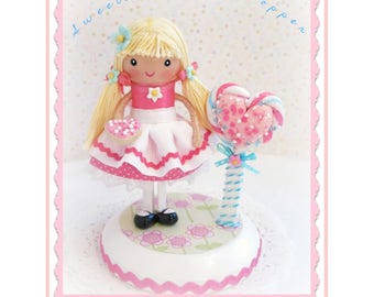 Candy Land Cake Décorations, Candyland Party, Cake Topper, Sweet Shoppe Party, Girl First Birthday, Clothespin Doll Topper, Sweet Shop Cake